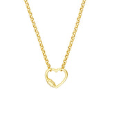 14k Yellow Gold Faux Carabiner Heart on Rolo Necklace, 18"